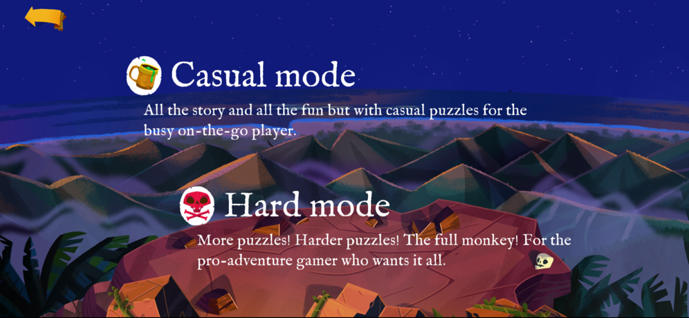 IMG_2380.PNG monkey island on apple arcase presenting 2 difficulty modes: casual and hard